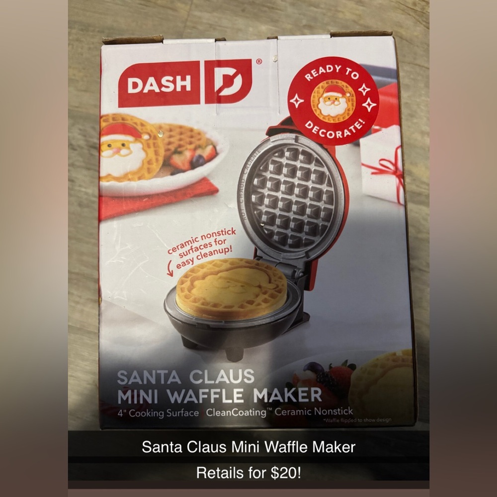 Dash Santa Claus Mini Waffle Maker - Red and Silver